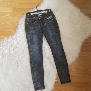 Indigo pebbled skinny pants